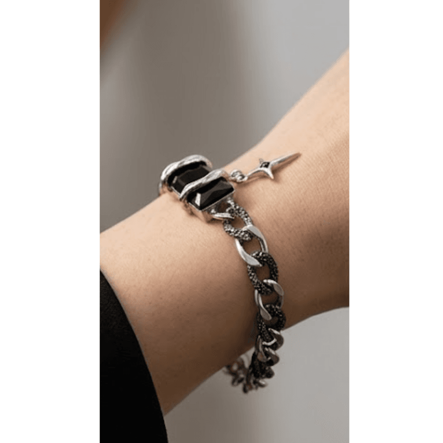 Vòng Tay Bạc Black Saphire – Thiết Kế Xích Đan Cá Tính, Đậm Chất Gothic - Ảnh 2